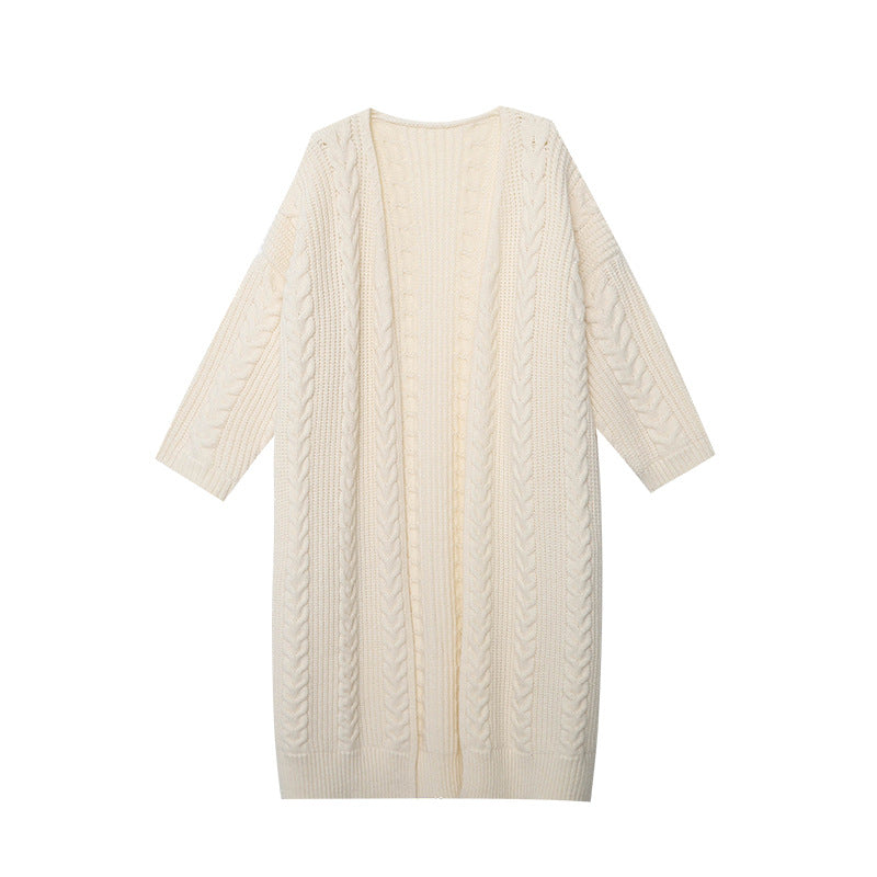 Damen Großer Strickmantel mit Kabelmuster Drune