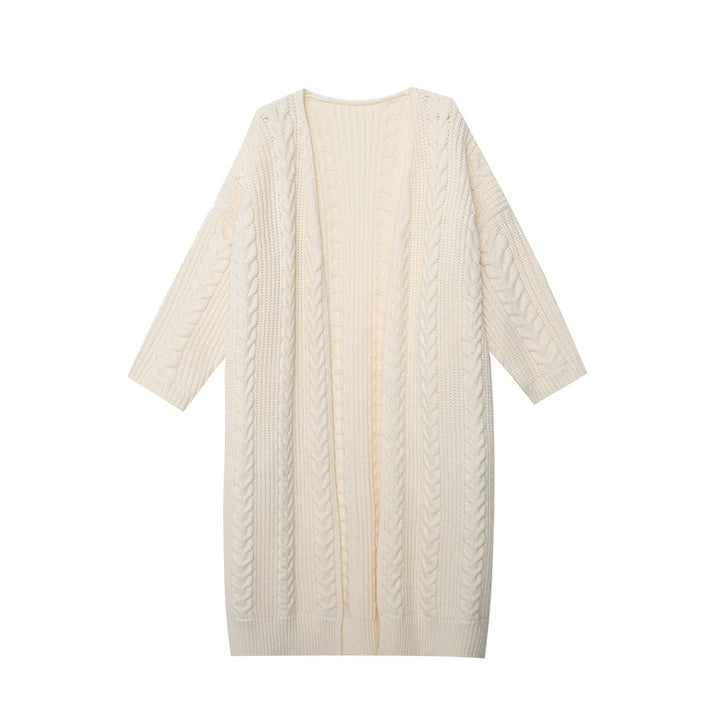 Damen Großer Strickmantel mit Kabelmuster Drune