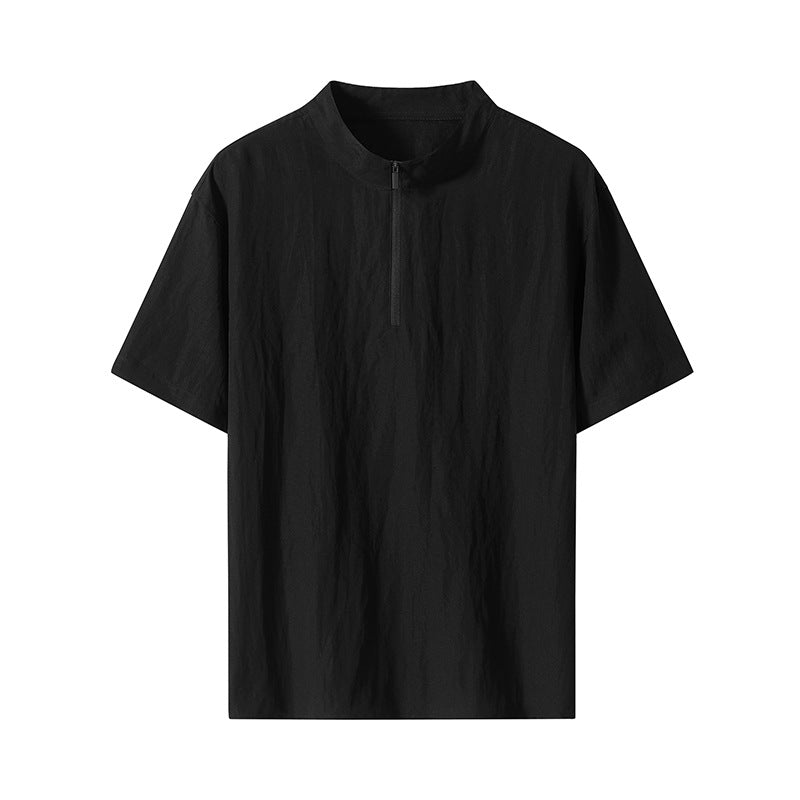 Herren Kurzarm‑Halbzip‑Shirt mit Stehkragen und Relaxed‑Fit Drune
