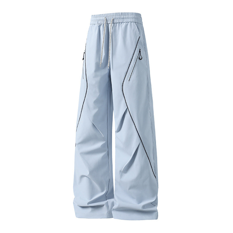 Herren Weite Utility-Jogginghose aus Funktionsnylon mit Kordelzug, Reißverschlusstaschen & kontrastierenden Nahtleisten Drune