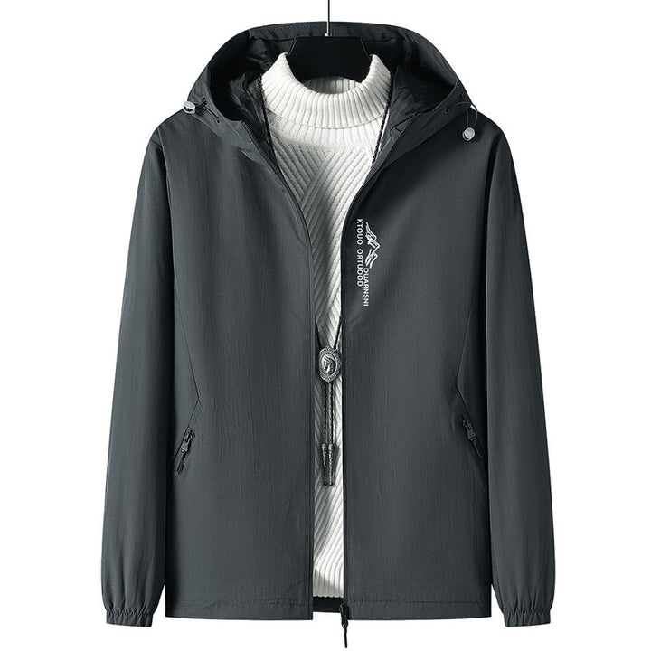 Herren Leichte Outdoor-Jacke mit verstellbarem Kapuzenkragen Drune