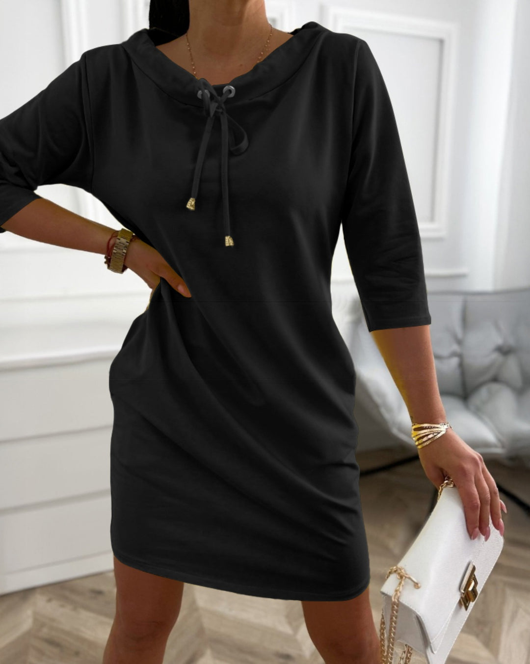 Damen lässiges Kapuzenkleid Drune