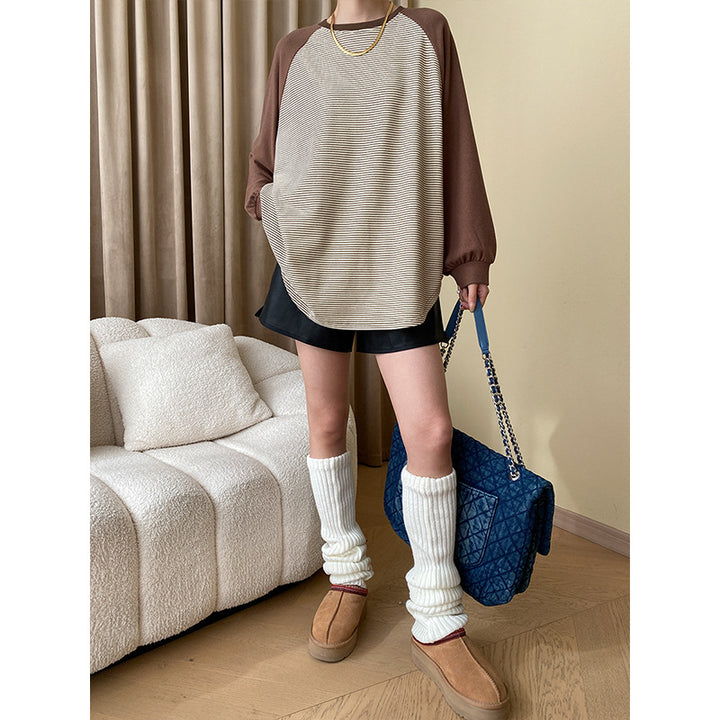 Damen Lässiger Sweatshirt mit gestreiftem Design Drune