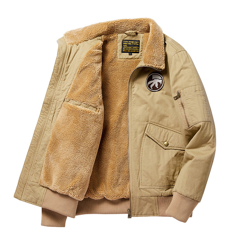 Herren  isolierte Sherpa-fütterte Zip-Front Feld Bomberjacke mit Klappentaschen Drune