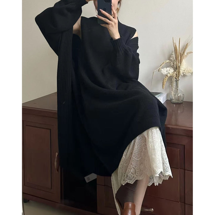 Damen modisches Strickkleid mit Kapuze und lässigem Schnitt Drune