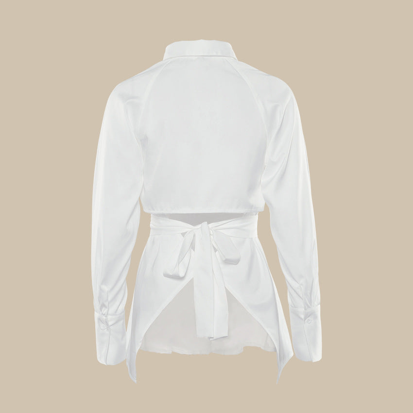 Damen Stylish Off-Shoulder Bluse mit Puffärmeln und Taillengürtel Drune