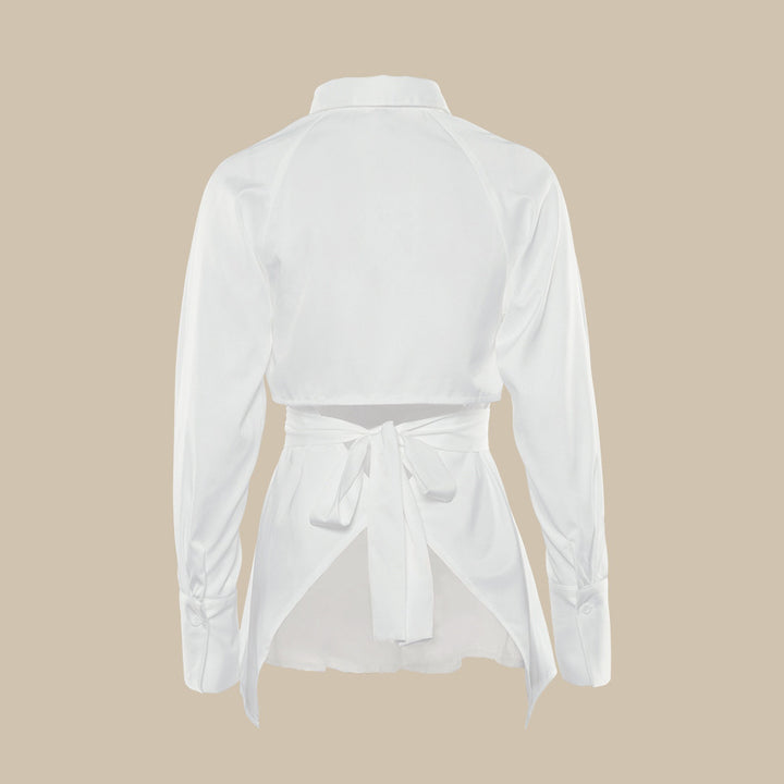 Damen Stylish Off-Shoulder Bluse mit Puffärmeln und Taillengürtel Drune