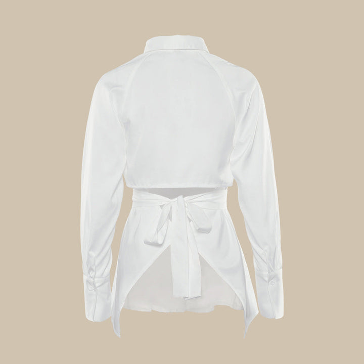 Damen Stylish Off-Shoulder Bluse mit Puffärmeln und Taillengürtel Drune
