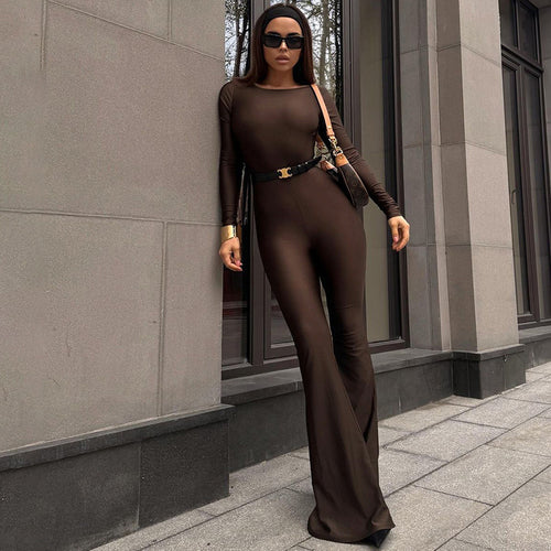Damen Figurbetonter Jumpsuit mit offener Rückenpartie und weitem Bein Drune