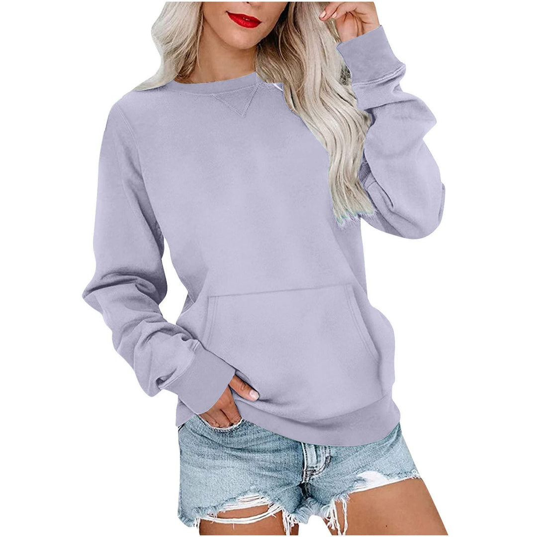 Damen Lockeres Sweatshirt mit Rundhalsausschnitt und Kängurutasche Drune