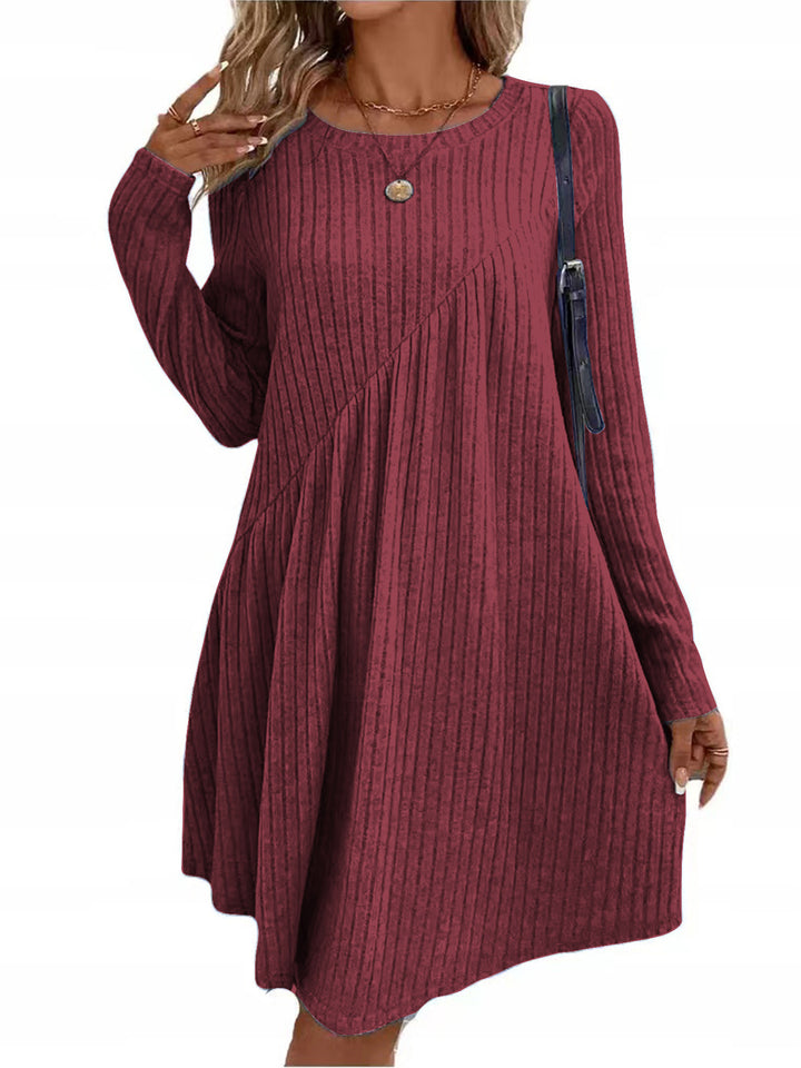 Damen lässiges Strickkleid mit long-sleeve und asymmetrischem Saum Drune