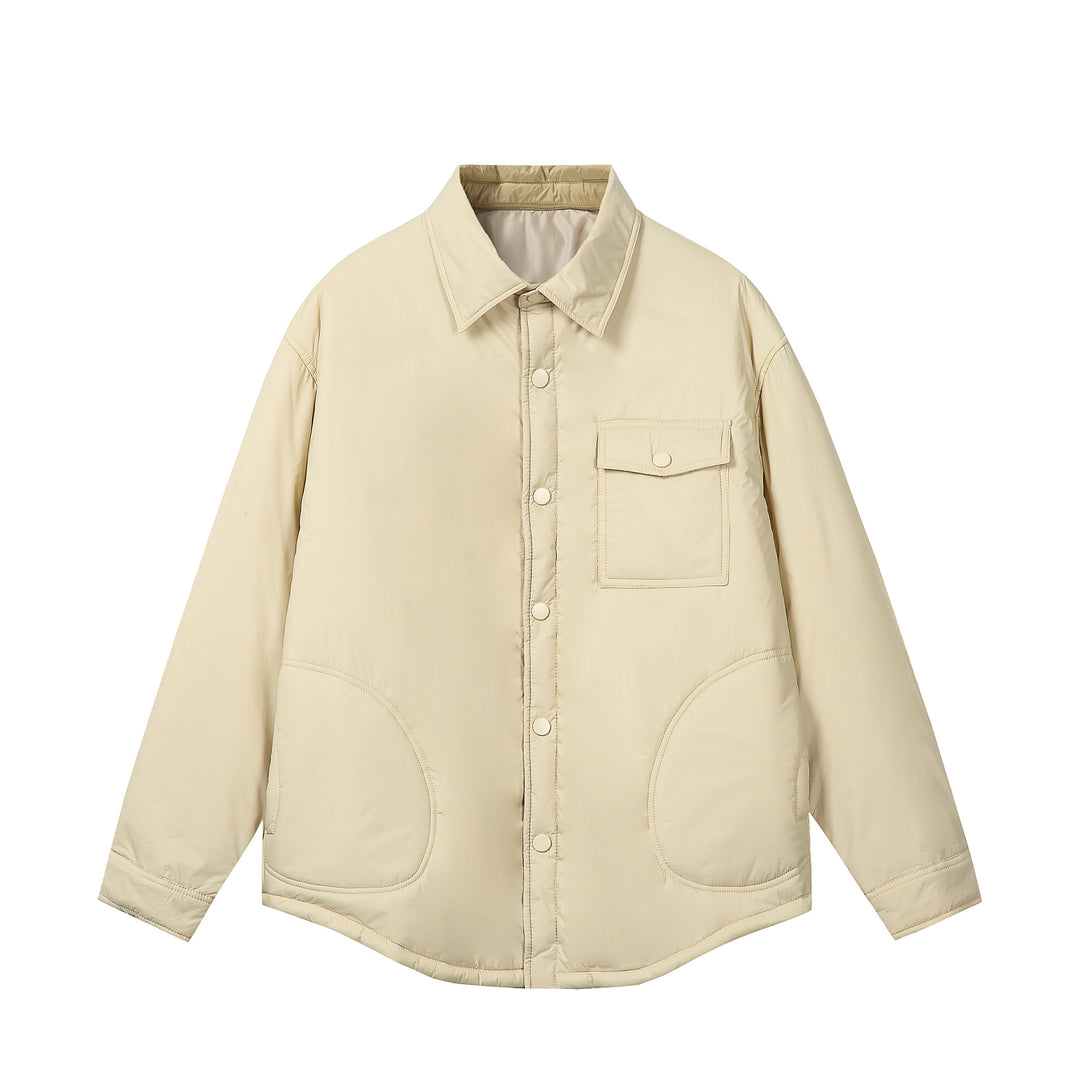 Unisex Kurz geschnittener Thermo‑Hemdblouson mit Hemdkragen und Pattentasche Drune