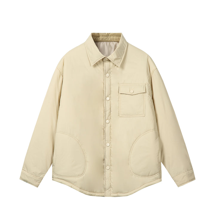 Unisex Kurz geschnittener Thermo‑Hemdblouson mit Hemdkragen und Pattentasche Drune