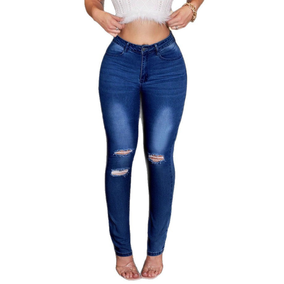 Damen Hochtaillierte Bootcut-Denimjeans mit Sculpting-Effekt und Knie-Rips Drune