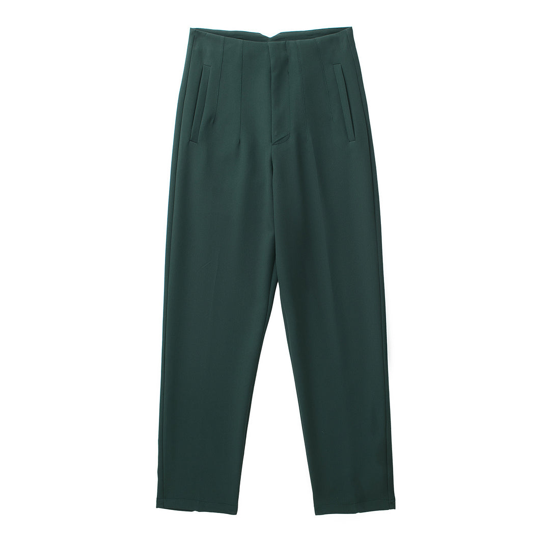 Damen Hochtaillierte tapered Anzughose mit Bügelfalte und Paspeltaschen Drune
