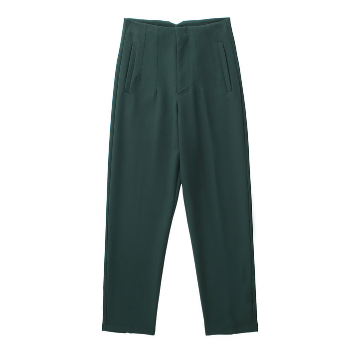 Damen Hochtaillierte tapered Anzughose mit Bügelfalte und Paspeltaschen Drune