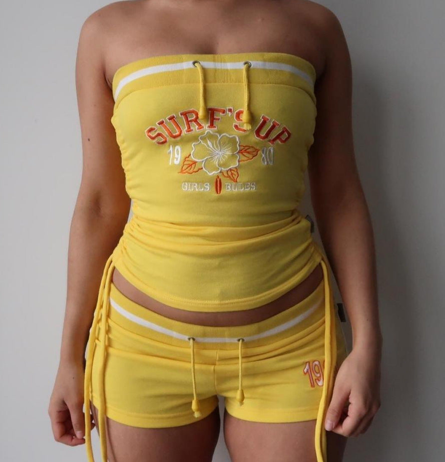 Damen Bandeau-Badeanzug mit Shorts Drune