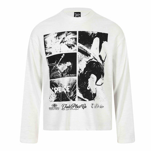 Unisex Langärmeliges Oversize-Sweatshirt mit Collage-Photo-Print und weichem Rundhals Drune
