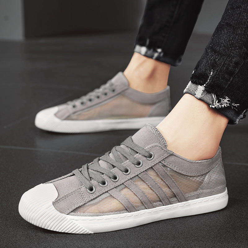 Herren atmungsaktive Low-Top Sneaker mit transparenten Mesh-Einsätzen Drune