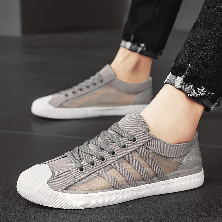 Herren atmungsaktive Low-Top Sneaker mit transparenten Mesh-Einsätzen Drune