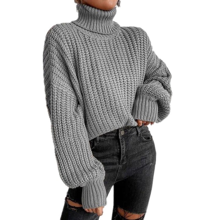 Damen nan grober Rollkragenpullover mit Oversize-Ärmeln und gerippten Bündchen Drune