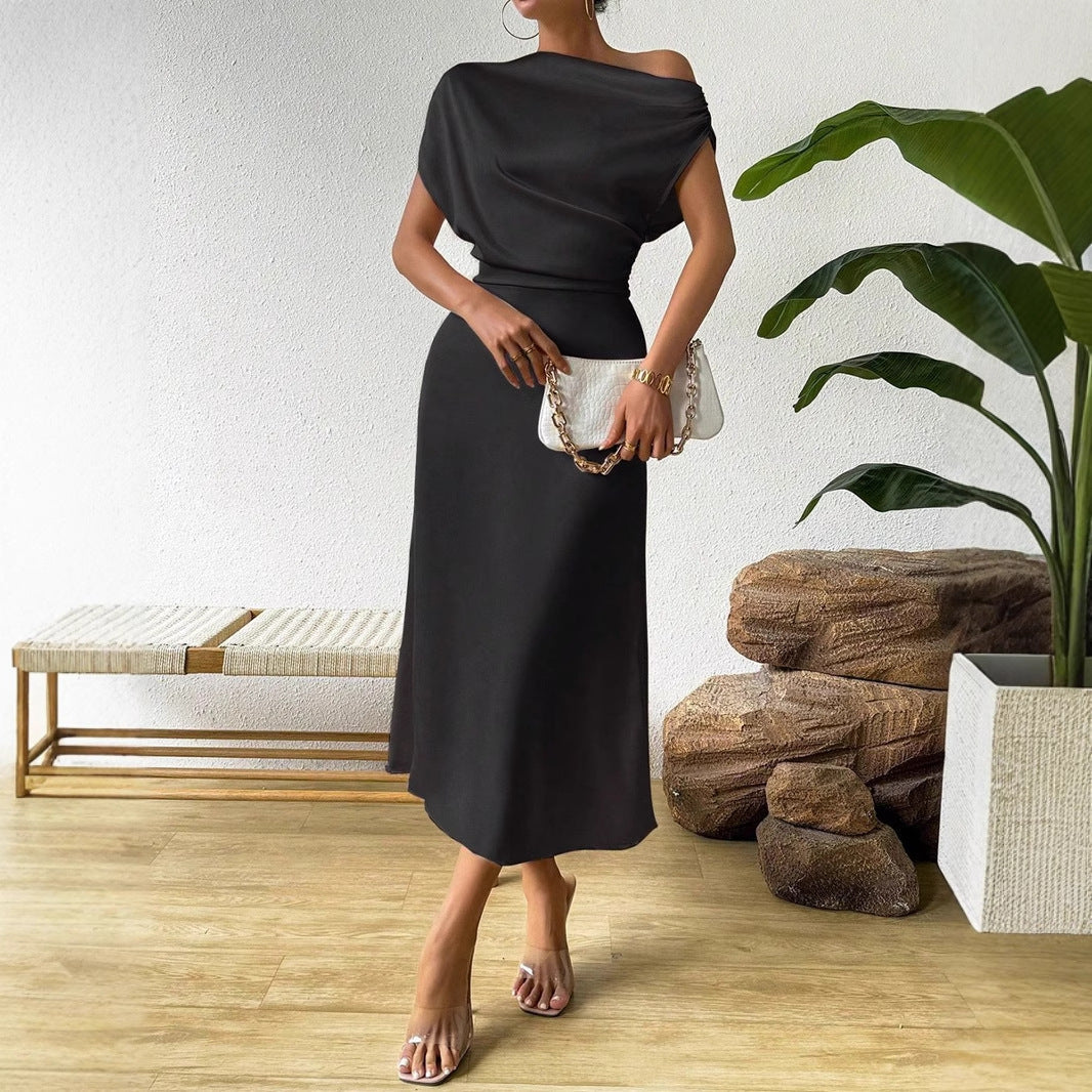 Damen Elegantes und fließendes Abendkleid mit asymmetrischem Schnitt Drune