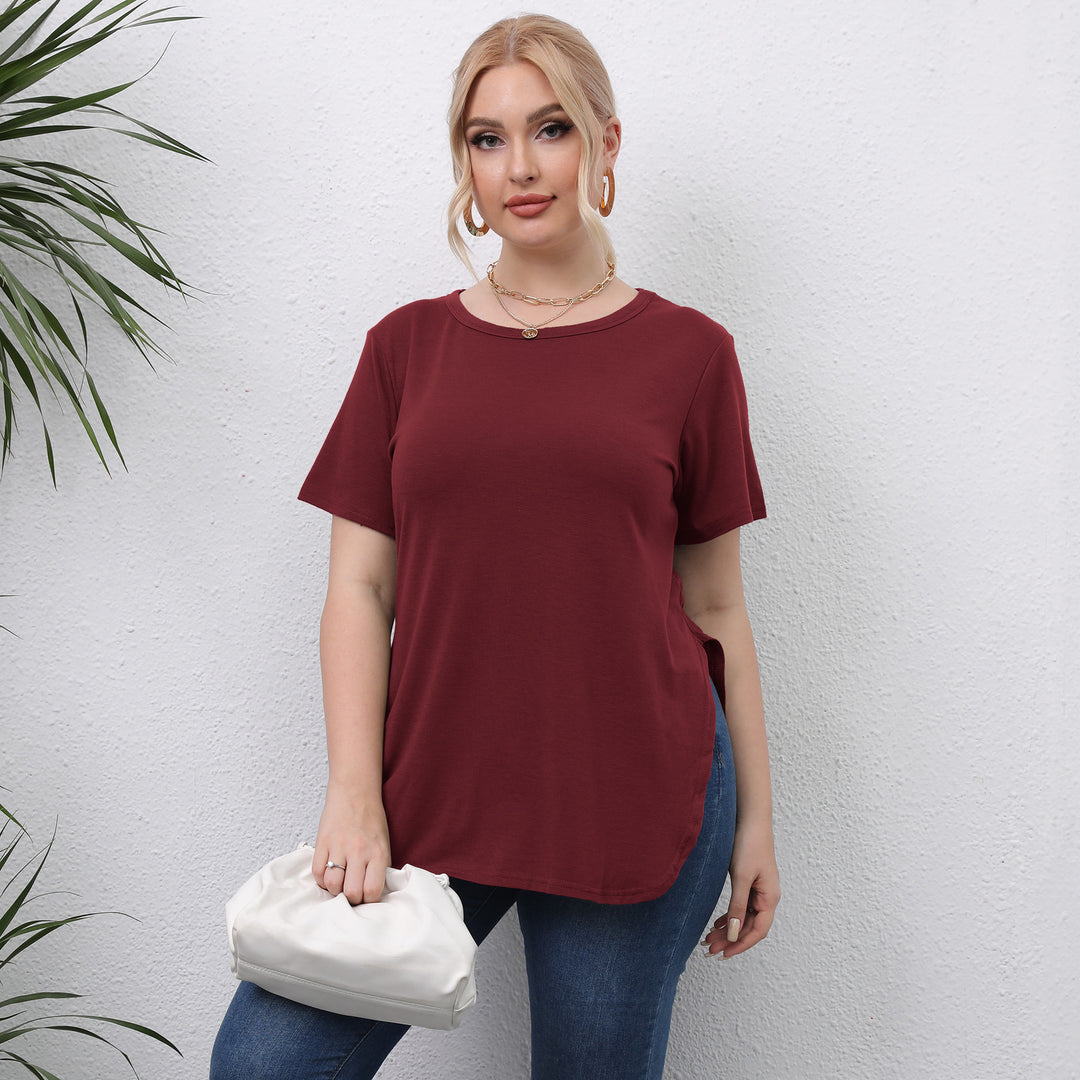 Damen lässiges T-Shirt mit seitlichen Eingrifftaschen Drune