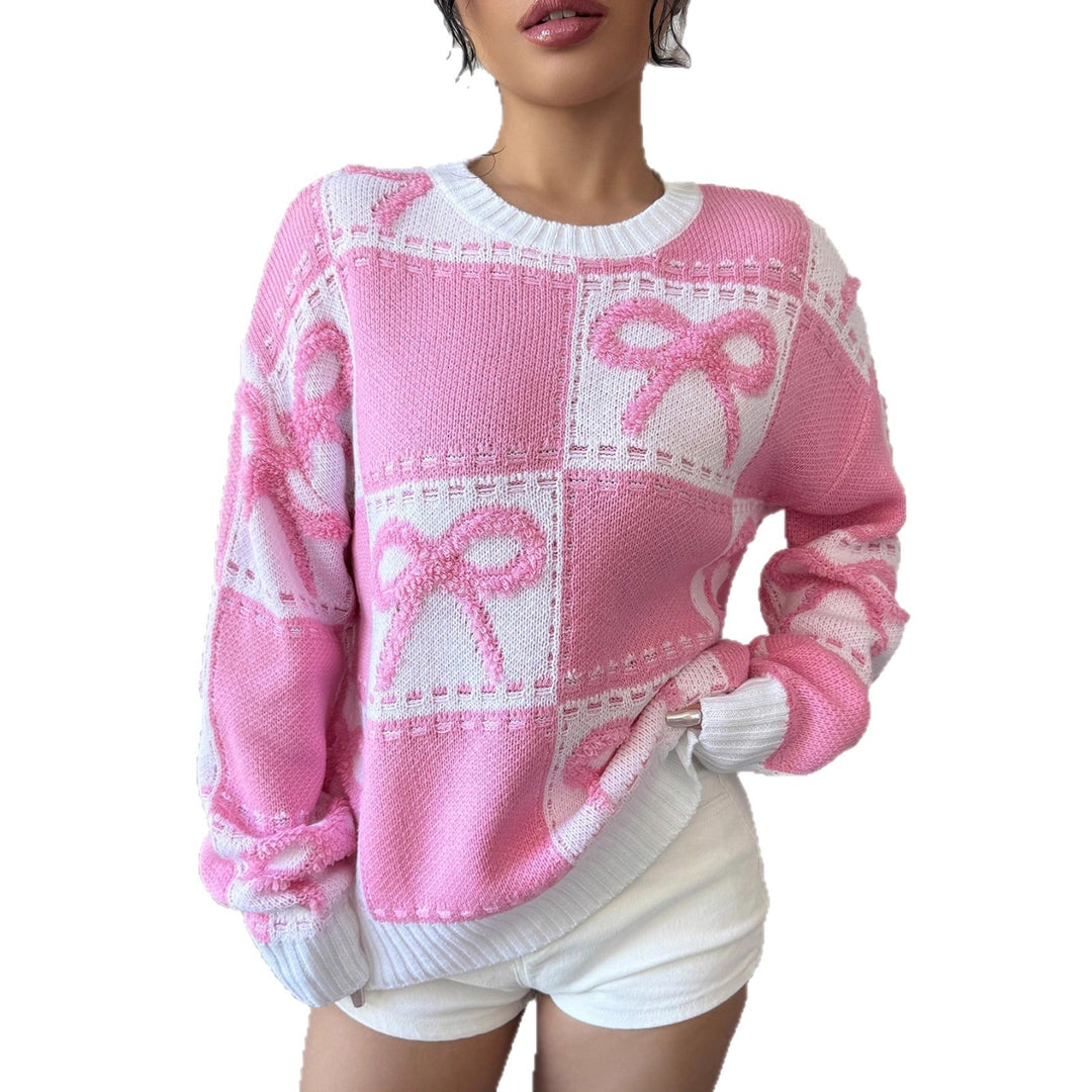 Damen verspielter Sweater mit Schleifenmuster Drune