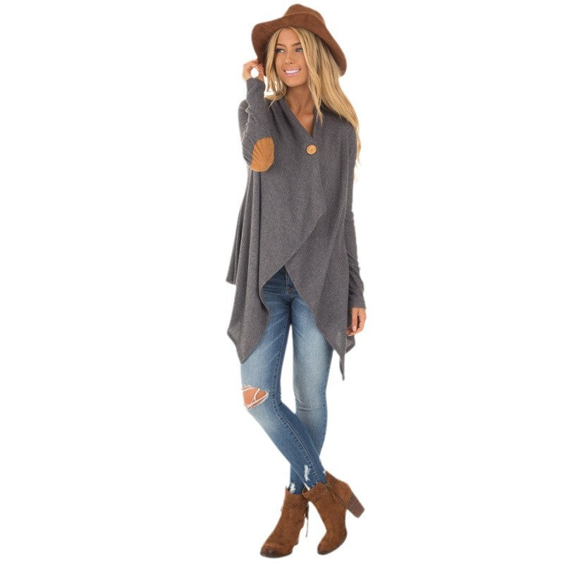 Damen Wickeljacke mit asymmetrischem Schnitt und Lederakzenten Drune
