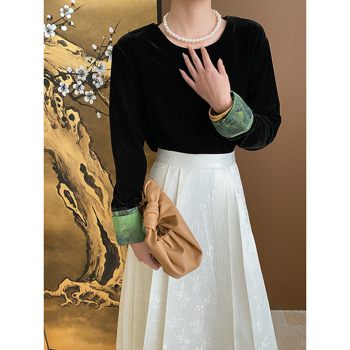 Damen Elegante Palazzo-Hose mit seitlichen Bindebändern Drune