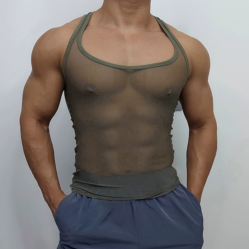 Unisex nan atmungsaktives Netz-Top mit sportlicher Rückenpartie und elastischer Saumkante Drune