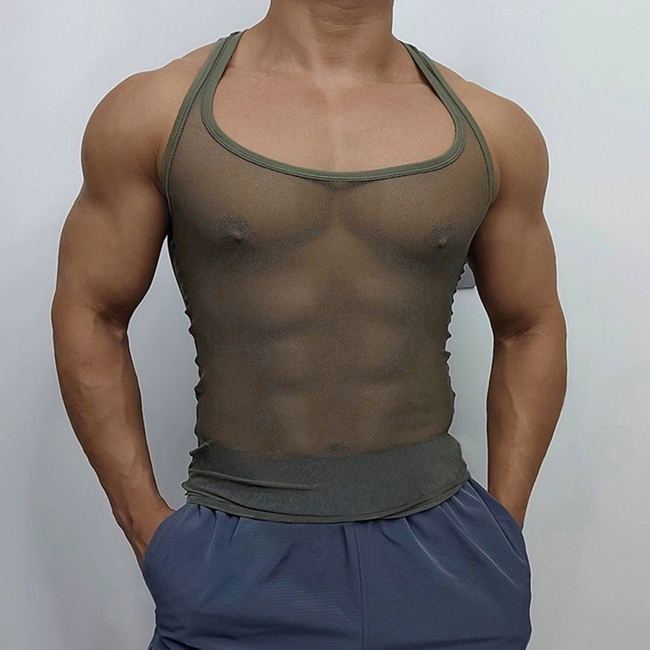 Unisex nan atmungsaktives Netz-Top mit sportlicher Rückenpartie und elastischer Saumkante Drune