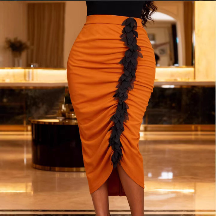 Damen eleganter Rock mit Rüschendetails Drune
