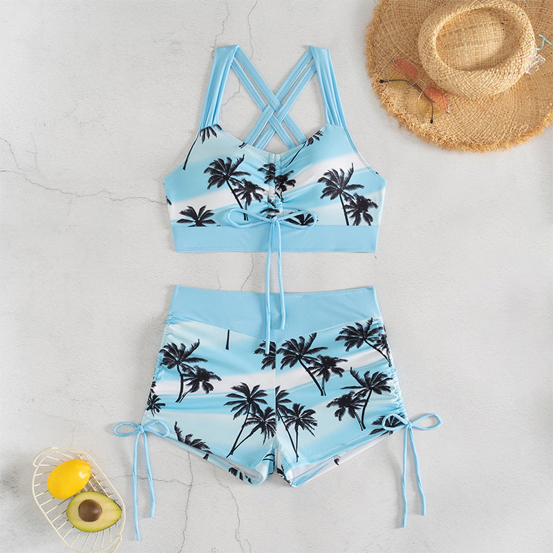 Damen Bikini-Set mit raffiniertem Knoten-Design und hoch geschnittenen Shorts Drune