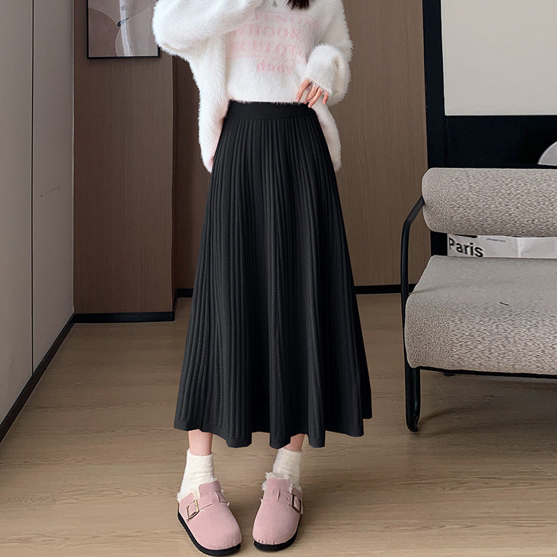 Damen Eleganter Plissee-Midirock mit hohem Bund Drune