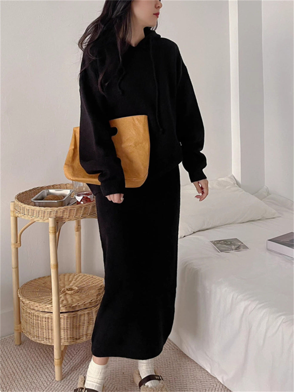 Damen Hoodie-Kleid mit elegantem Schnitt und praktischen Taschen Drune