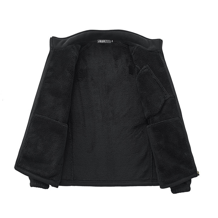 Herren Thermo‑Fleecejacke mit Sherpa‑Innenfutter, Stehkragen und Reißverschlusstaschen Drune