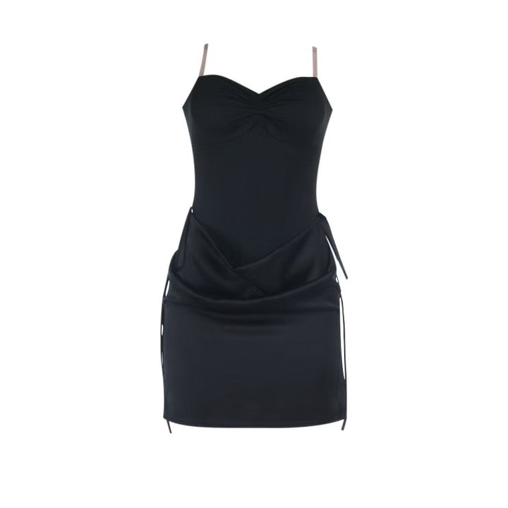 Damen Sexy Minikleid mit tailliertem Oberteil und eleganter Drapierung Drune