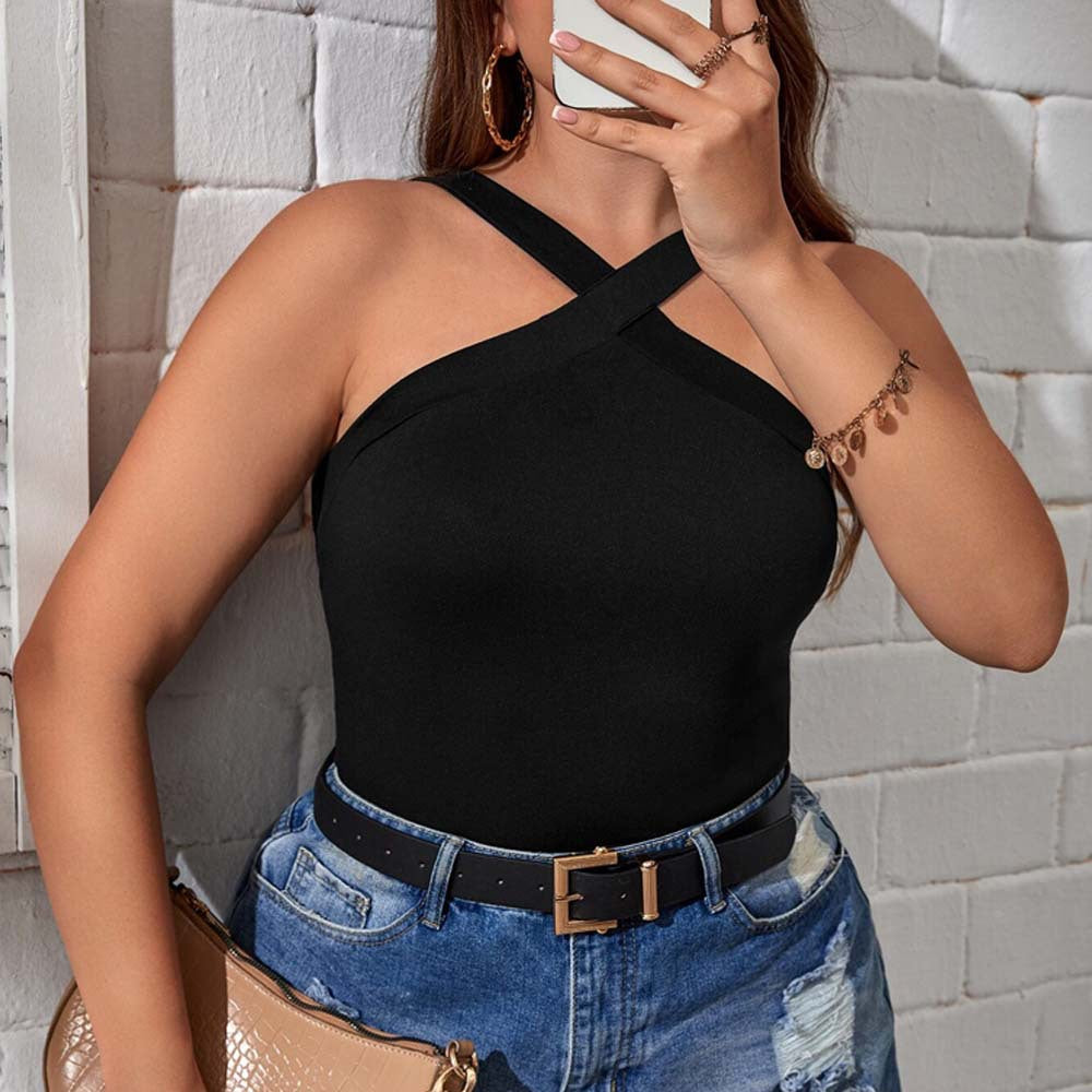 Damen Crop-Top mit asymmetrischem Design und verstellbaren Trägern Drune