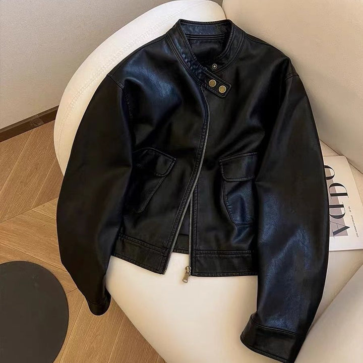 Damen Kunstlederjacke mit zeitlosem Schnitt Drune