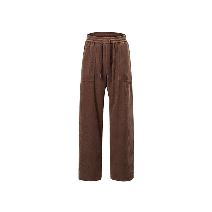 Damen Cordhose mit weitem Bein, elastischem Bund und aufgesetzten Taschen Drune
