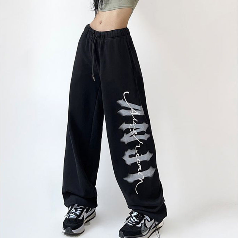Damen Lässige Freizeithose mit modischem Schriftzug Drune