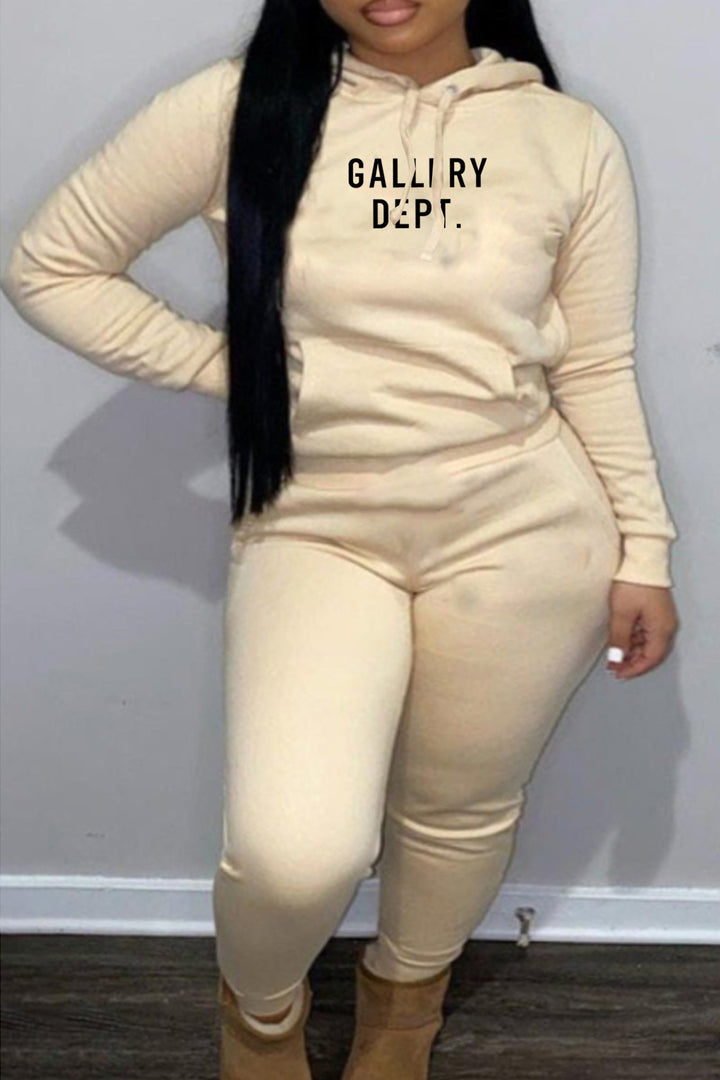 Damen urbanes Hoodie und Jogginghose Set mit modischem Schriftzug Drune