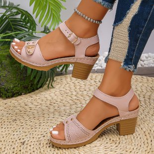 Damen Elegante Sandalen mit Blockabsatz Drune