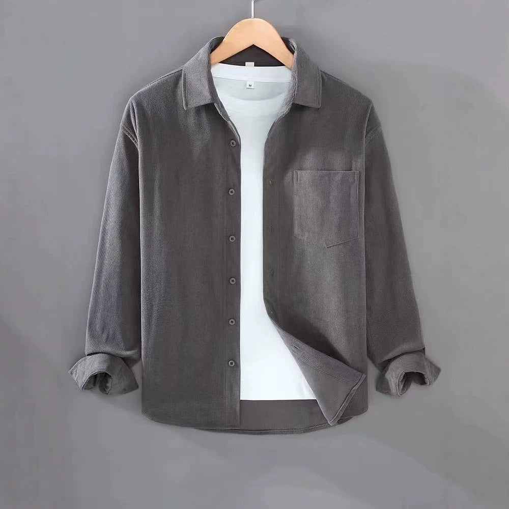 Herren Leichte Feincord-Hemdjacke mit Brusttasche und Kentkragen Drune