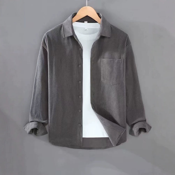 Herren Leichte Feincord-Hemdjacke mit Brusttasche und Kentkragen Drune