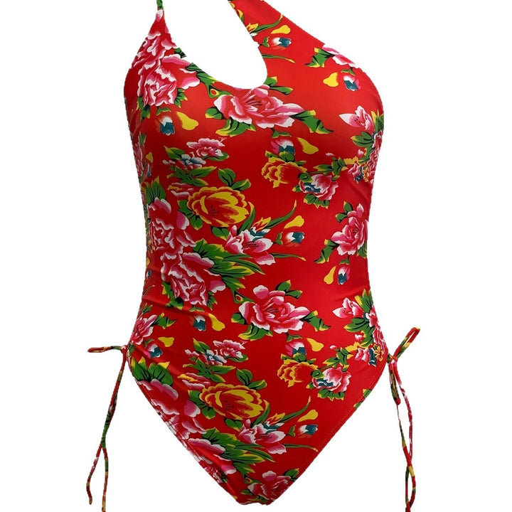 Damen Einseitiger Badeanzug mit floralem Design Drune