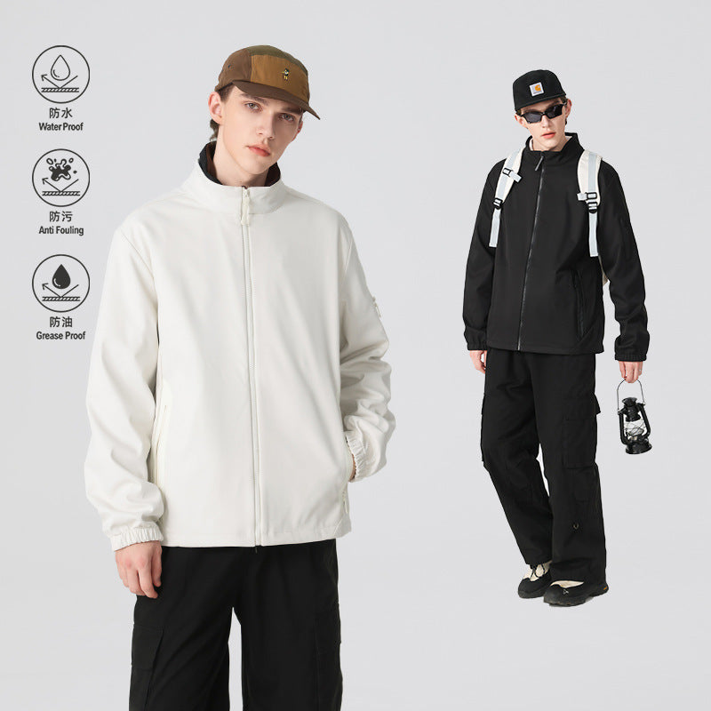 Unisex Leichte Softshell-Jacke mit Stehkragen, durchgehendem Reißverschluss und Ärmeltasche Drune
