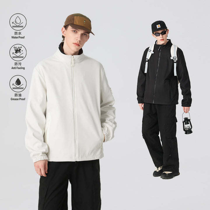 Unisex Leichte Softshell-Jacke mit Stehkragen, durchgehendem Reißverschluss und Ärmeltasche Drune