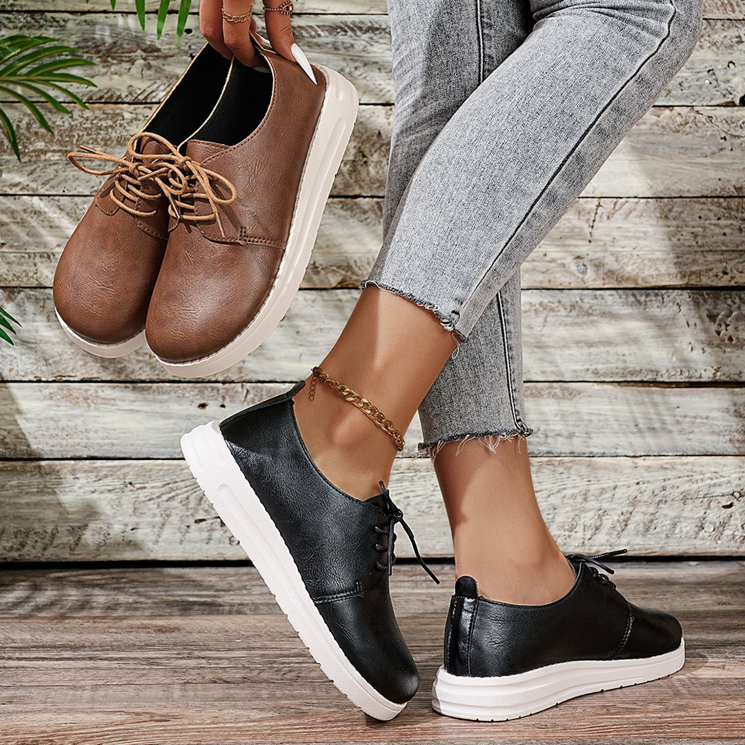Damen nan Schnür-Sneaker aus Kunstleder mit gepolstertem Komfortfußbett und leichter Profilsohle Drune